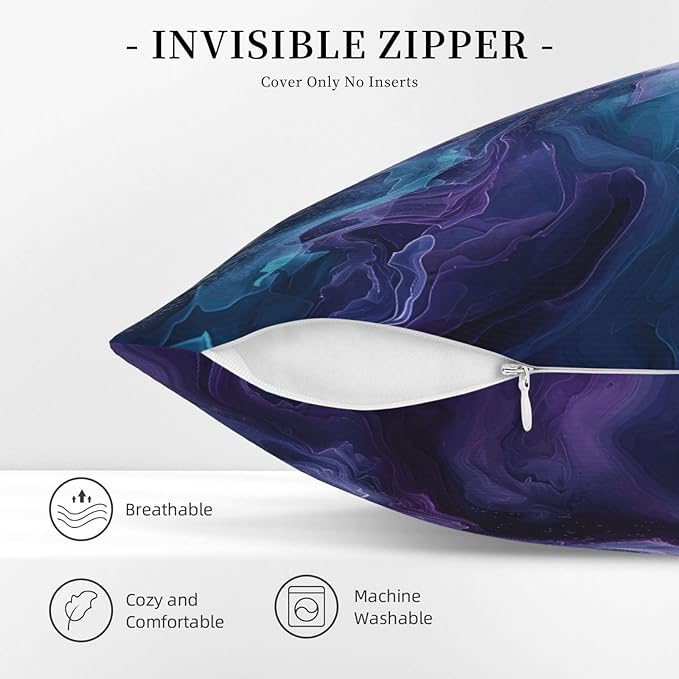 Purple Teal Turquoise Galaxy Nebulous 18x18 inches Throw Pillow Covers Cozy Square Pillowcases Home Decor for Bed Couch Sofa Office Living Room Cushion Covers