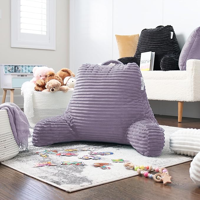 Hearth & Harbor Reading Pillow for Bed Adult – Back Pillow for Sitting in Bed, Standard Bed Pillows for Sitting Up, Foam Chair Pillow, Dusty Purple