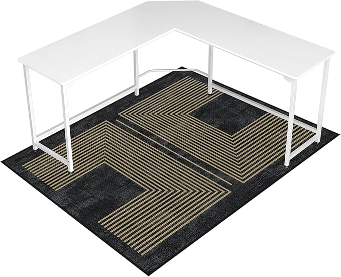 Office Chair Mat for Hardwood Floor&Tile Floor,48"X 60" Heavy Duty Desk Chair Mat for Hard Floors,Under Desk Rug for Rolling Computer Chair,Anti Slip,Low Pile Carpet Floor-Geo Black