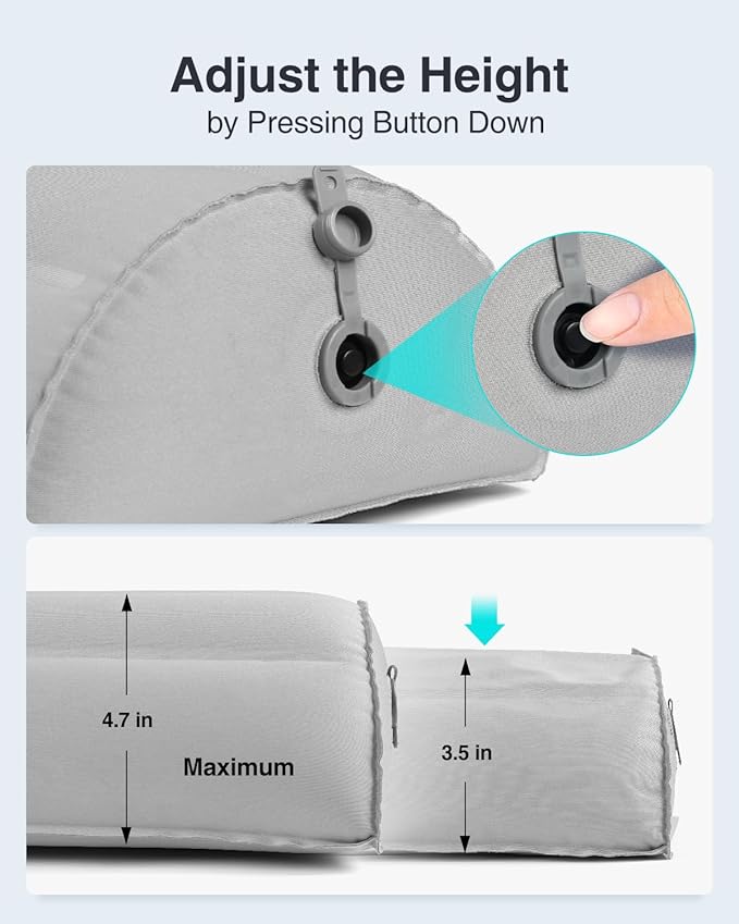 Luxtude Inflatable Bolster Pillow for Legs, Half Moon Pillow Knee Pillow for Back Sleeping, Leg Pillow for Side Sleeping, Leg Elevation Pillow for Knee Support, Lower Back & Head, Ankle and Foot