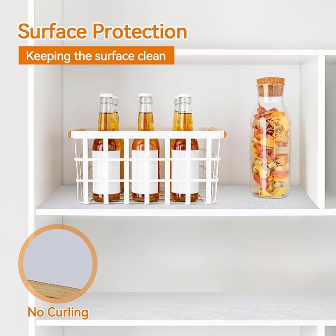 Shelf and Drawer Liner for Kitchen Cabinets Non-Adhesive, Strong Grip Non-Slip Thickened Cabinet Liners for Shelves, Waterproof Mats for Dresser Cupboard, White, 12 in x 10 Feet