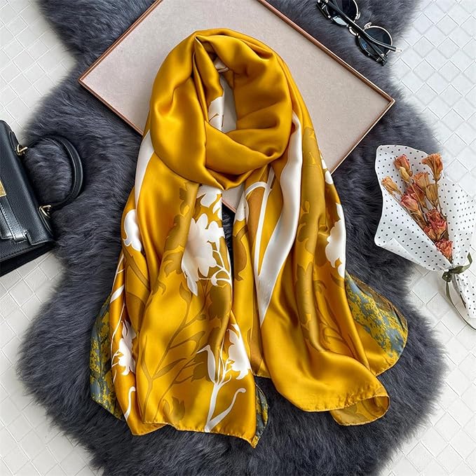 Fashion Scarves Scarf 100% Silk Feeling Scarf Silk Like Scarves Long Lightweight Sunscreen Shawls for Women