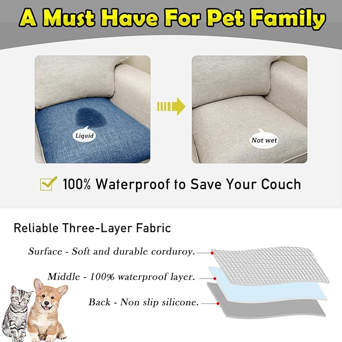 Couch Arm Covers, Waterproof Armrest Cover for Sofa, Armchair, Loveseat, Non-Slip Recliner Arm Cover, Sofa Arm Covers, Headrest Covers, Arm Chair Covers Set of 2 (Navy Blue, 24"×20")