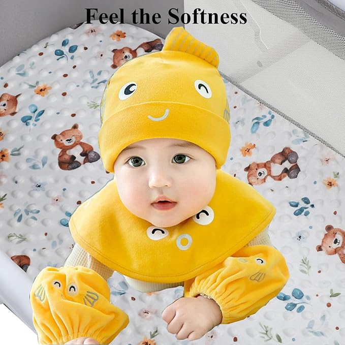 Dot Bassinet Sheet Set 2 Pack Stretch Fitted Cradle Sheets,Ultra Soft,Universal Fit Oval Rectangle Hourglass Pad/Mattress, for Baby Girls and Boys Light Coffee, Bear