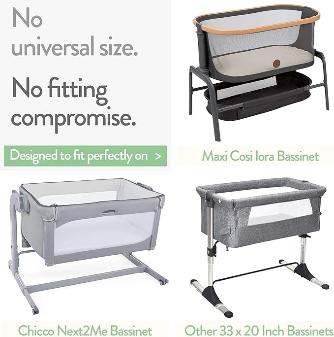 Bedside Sleeper Bassinet Fitted Sheets 33x20 for Maxi COSI Iora, Koola Baby, Baby Joy, Angelbliss, Kidsclub Bedside Bassinet – 100% Jersey Cotton – Pale Pink + Lilac – 2 Pack