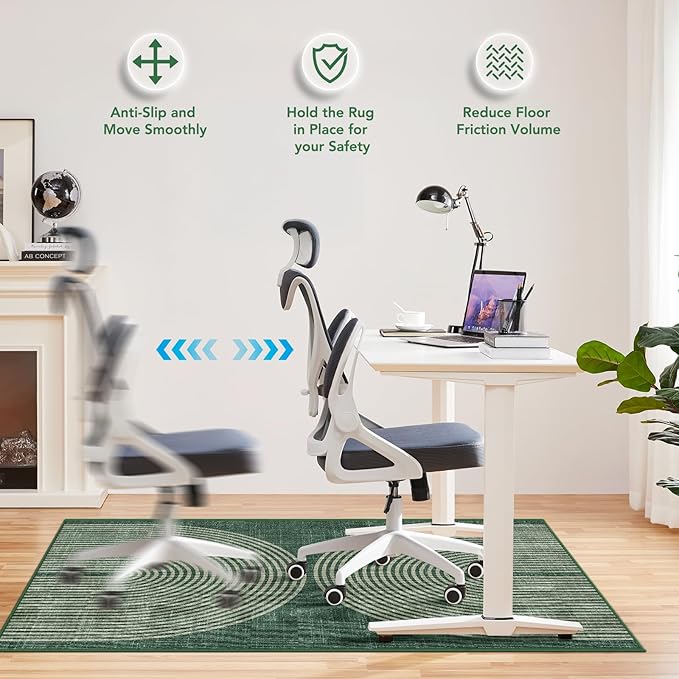 Office Chair Mat for Hardwood Floor&Tile Floor,36"X 48" Heavy Duty Desk Chair Mat for Hard Floors,Under Desk Rug for Rolling Computer Chair,Anti Slip,Low Pile Carpet Floor-Geo Green