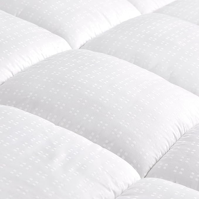 SLEEP ZONE Full Size Cotton Mattress Pad, Machine Washable Mattress Protector Cover, Soft Cotton Top Cooling Mattress Topper Fits 8-21 inch Deep Pocket, Full