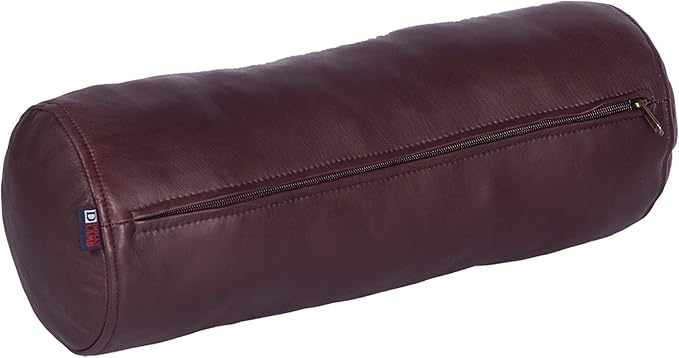 Neck Roll Pillow Cushion Cover, 16x5 Inch Full Moon Round Bolster Pillow Case, Cylinder Soft Lambskin Leather Pillowcase for Head, Spine & Neck Support During Sleep - Dark Maroon Pack of 1
