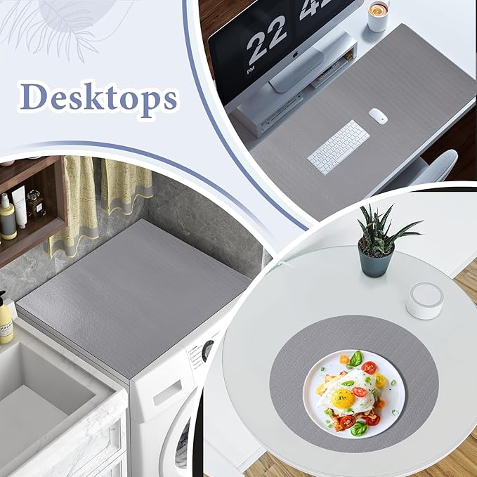 Drawer and Shelf Liner for Kitchen Cabinet: 12 in X 30 Ft Non Slip Waterproof Shelf Paper Non Adhesive Refrigerator Liners Gray Easy Liners for Bathroom Cupboard with Knife Tape Measure