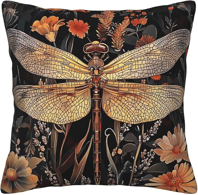 William Morris Abstract Vintage Floral Dragonfly Design 18x18 inches Throw Pillow Covers Square Pillowcases Decor for Bed Couch Sofa Living Room Cushion Covers