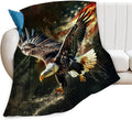 American Eagle Bald Eagle Throw Blanket and Decor With American Flag Design for All Ages - Soft Warm Cozy Fleece for Couch, Sofa, Bed 50"x40"