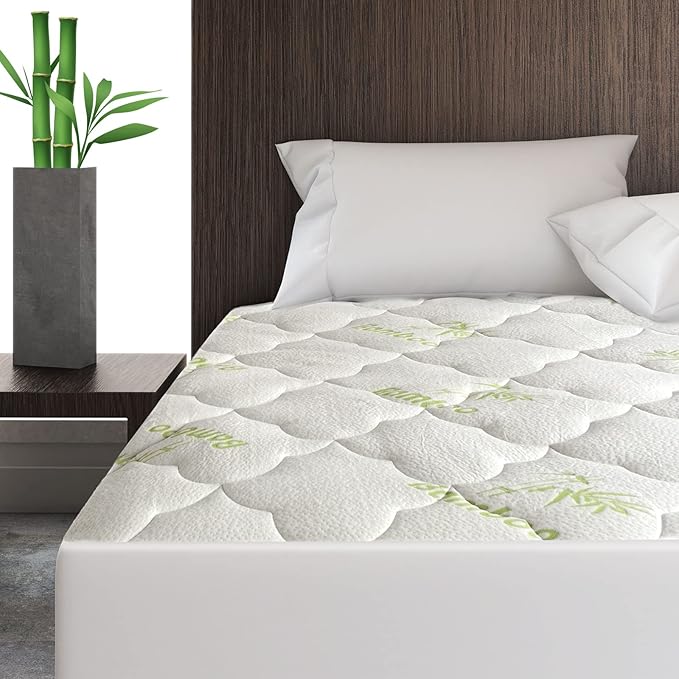 Air Mattress Cover Twin Size, Thick Viscose Made from Bamboo Quilted Mattress Topper for Kids, Noiseless Extra Plush Pillow Top Pad Fits 15-23 Inches Deep Mattresses