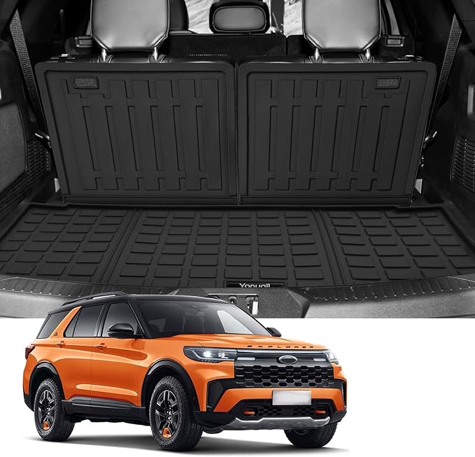 Custom for 2020-2025 2026 Ford Explorer Cargo Mats Trunk Liner and 3rd Rear Seat Backrest Mat All Weather TPE Protection Mat Accessories (for 2020-2026 Ford Explorer)
