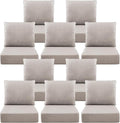 Luxury 6" Outdoor Cushions for Patio Furniture, 24x24x6" Thick Seat Cushion Set of 10, Fade Resistant Couch Chair Replacement Cushions High Density Deep Wicker Chair Cushion w/ Removable Cover, Beige