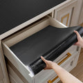 Shelf and Drawer Liner for Kitchen Cabinets Non-Adhesive, Strong Grip Non-Slip Thickened Cabinet Liners for Shelves, Waterproof Mats for Dresser Cupboard, Black, 12 in x 10 Feet