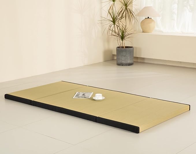 MustMat Thick Tatami Mat Twin XL Floor Mattress Japanese Tatami Bed with Storage Bag 39 x 80 x 2 in (Black)