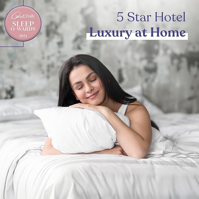 FluffCo Zen Fluff Pillows - Down Alternative - King Bed Pillow for Sleeping Made in USA - Luxury Hotel-Quality Pillow - Gift for Home - 100% Cotton, 300 Thread Count (King Size 1 Pack)