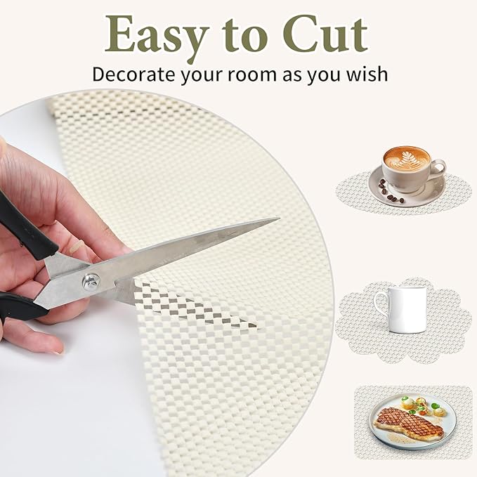 Shelf Drawer Liners for Kitchen Cabinets Non Adhesive Drawer Liner Thickened Refrigerator Liner White Quatrefoil Strong Non-Slip Paper for Tool Box, 11.8 x 118 Inches