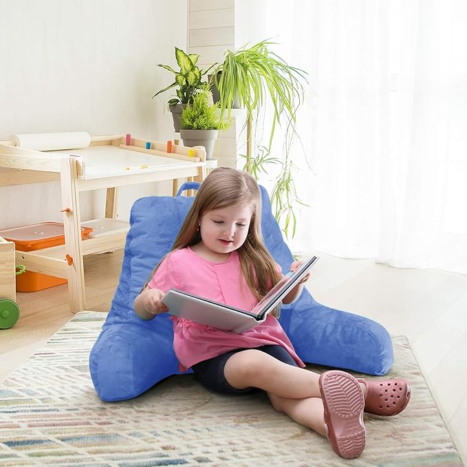 Nestl Reading Pillow for Kids & Teens with Shredded Memory Foam, Backrest Pillows for Reading, Watching, and Gaming, Use on The Couch, Bed, or Floor, Adjustable Support with Washable Cover Calm Blue