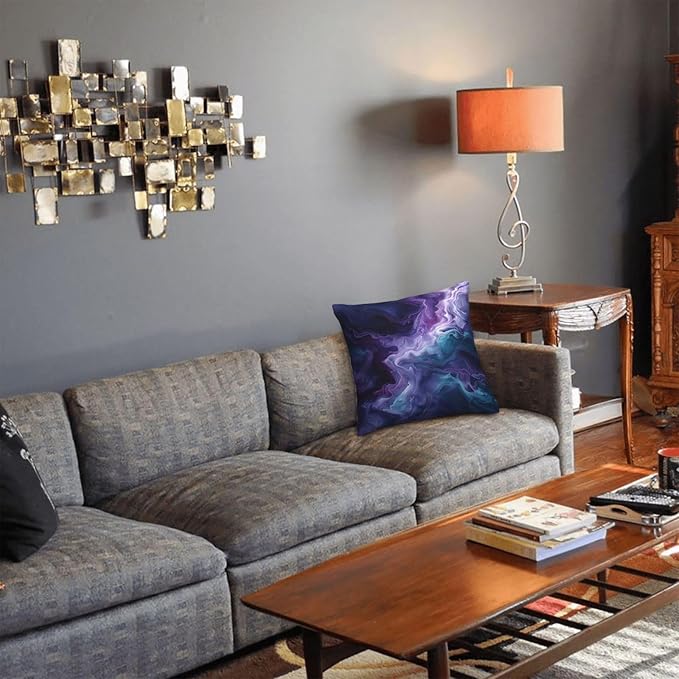 Purple Teal Turquoise Galaxy Nebulous 20x20 inches Throw Pillow Covers Cozy Square Pillowcases Home Decor for Bed Couch Sofa Office Living Room Cushion Covers