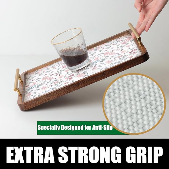 Floral Drawer and Shelf Liner for Cabinets, Non-Adhesive and Strong Non-Slip Shelf Cabinet Drawer Liners for Kitchen, Table,Bookshelves,Waterproof Cupboard Liners,Easy to Clean,12IN x 10FT