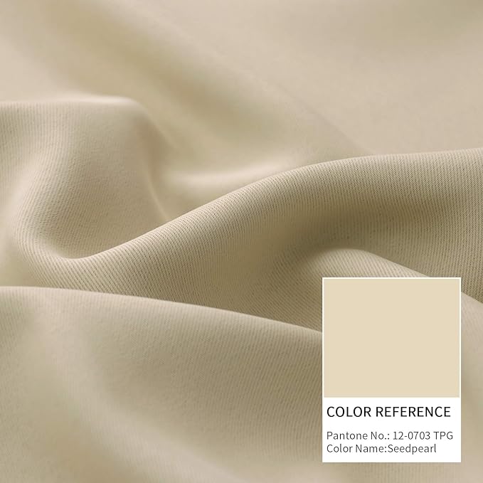 BGment Rod Pocket Blackout Curtains 54 Inches Long for Bedroom - Thermal Insulated 52 Inch Width Room Darkening Window Drapes for Short Living Room Kitchen, 52 x 54 Inch, 2 Panels, Beige