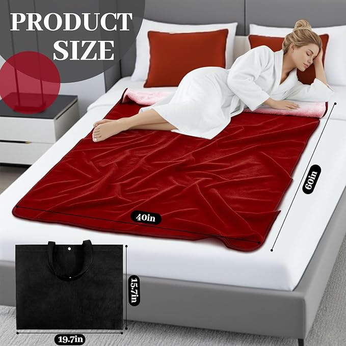 Waterproof Blanket for Bed Couch Sofa, 40''x60'' Reversible & Washable, Fleece and Flannel Waterproof Mat, Water Resistant Bed Cover, Leakproof Mattress Protector(Light Pink/red)