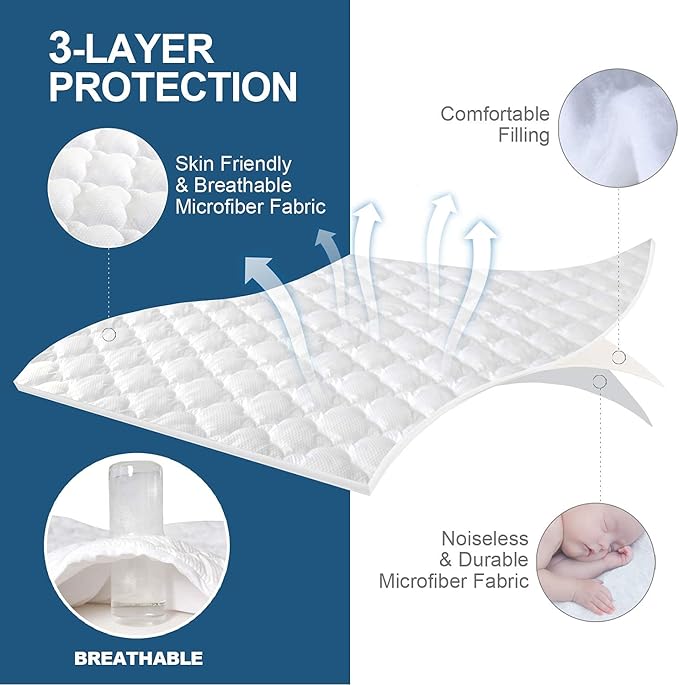 Twin Air Mattress Pad Sheets Cover, Air Mattress Topper Protector Plush Quilted, Soft Breathable and Noiseless Down Alternative Mattress Pad with Deep Pocket Fits Up to 16 inch Mattress