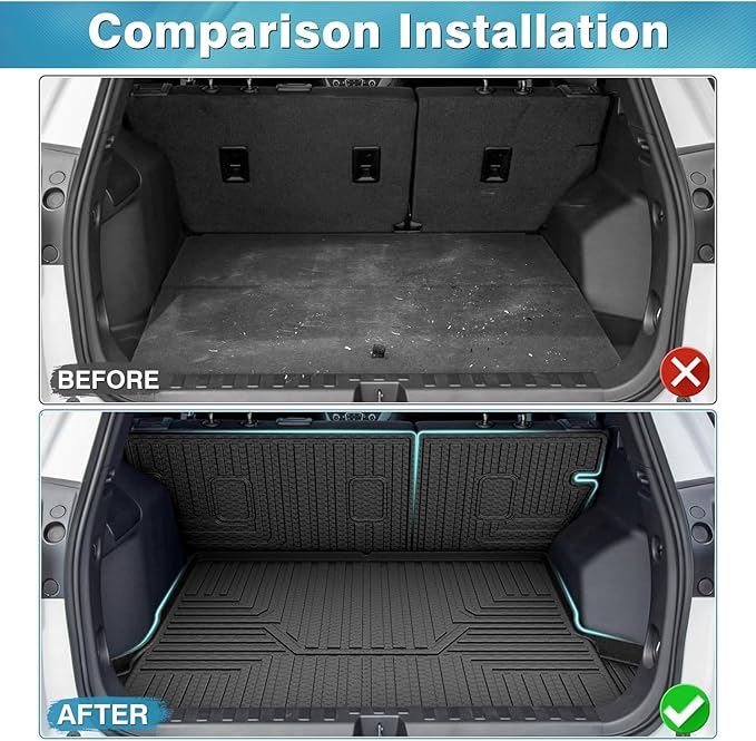 Mixsuper Cargo Liner for Chevrolet Equinox/GMC Terrain 2018-2024, Trunk Mat Backrest Mat for Equinox/Terrain Accessories Cargo Mat Rear Trunk Liner Black