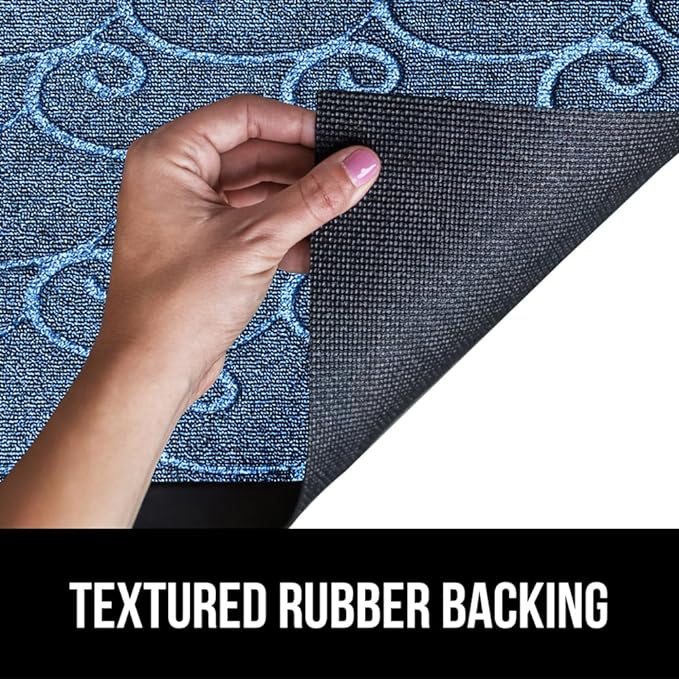 GORILLA GRIP 100% Waterproof All-Season WeatherMax Doormat, 47x35, US Designed Natural Rubber, Stain and Fade Resistant, Low Profile Indoor Outdoor Door Mats, Easy Clean Patio Mat, Ocean Blue Waves