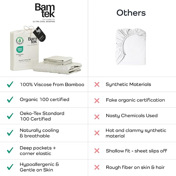 Duvet Cover Set - 100% Viscose Derived from Bamboo Duvet Cover King Size, 3 PC Luxury Cooling Duvet Cover for Hot Sleepers, Silky Buttery Soft Comforter Cover & 2 PC King Pillowcases, Ivory