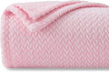 NEWCOSPLAY Super Soft Throw Blanket Pink Premium Silky Flannel Fleece Leaves Pattern Lightweight Bed Blanket All Season Use (Pink, Throw(50"x60"))