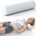 Neck Roll Pillow, Memory Foam Neck Support Pillows, Round Neck Pillows, Cylinder Bolster Pillows for Bed, Couch, and Yoga, Removable Washable Cover,18 * 4.1 * 4.1inch (Cool-Blue)
