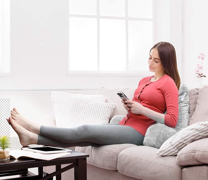 Nestl Reading Pillow for Kids & Teens with Shredded Memory Foam, Backrest Pillows for Reading, Watching, and Gaming, Use on The Couch, Bed, or Floor, Adjustable Support with Washable Cover Light Grey