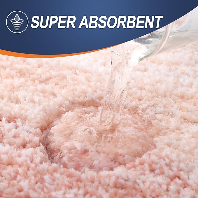 OLANLY Bathroom Rugs Mat 24x16, Extra Soft Absorbent Microfiber Bath Rugs, Rubber Backing, Quick Dry, Machine Washable Bath Mats for Bathroom Floor, Tub and Shower, Home Decor Accessories, Peach