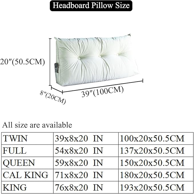 SAMTY Triangular Wedge Pillow headboard Twin XL Size for Couch Large headboard Pillow with Removable Cover Back Rest Pillows for Sitting up in Bed