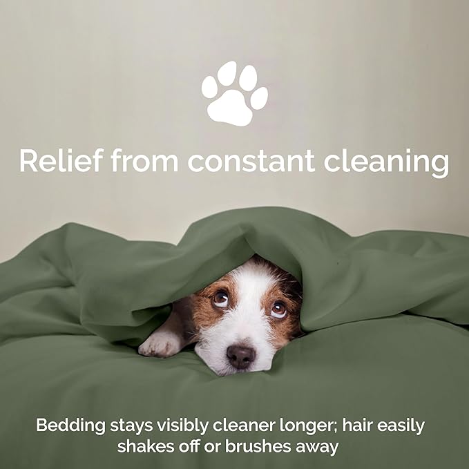 Duvet Cover Set - 100% Viscose Derived from Bamboo Duvet Cover King Size, 3 PC Luxury Cooling Duvet Cover for Hot Sleepers, Silky Buttery Soft Comforter Cover & 2 PC King Pillowcases, Moss