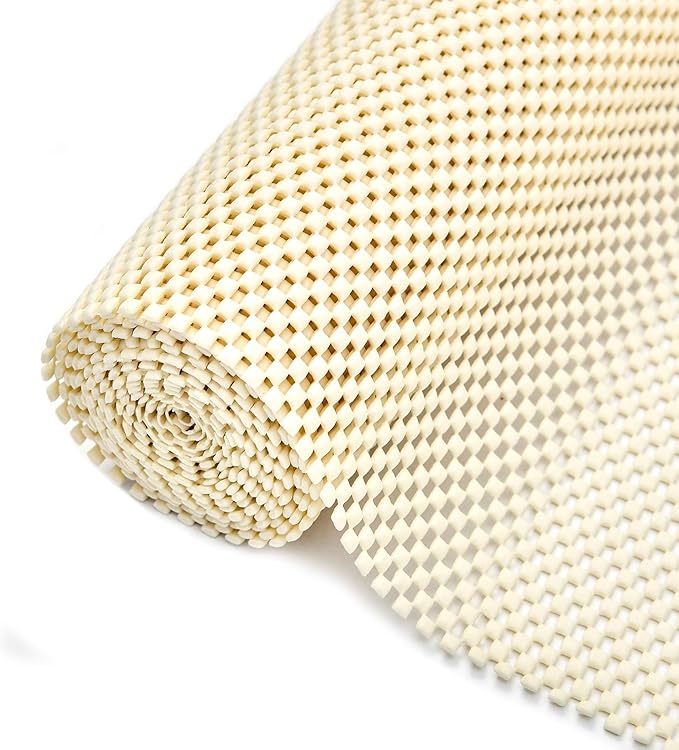 Shelf Drawer Liners for Kitchen Cabinets Non Adhesive Drawer Liner Thickened Refrigerator Liner White Quatrefoil Strong Non-Slip Paper for Tool Box, 17 x 236 Inches