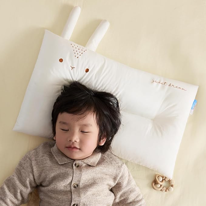 Choc chick Toddler Pillow,20X12inches Machine Washable 100% Cotton Pillowcase Soft Hypoallergenic Kids Pillows,Child Cute Animal Perfect Toddler Pillows for Sleeping 2 Years Old (Rabbit)