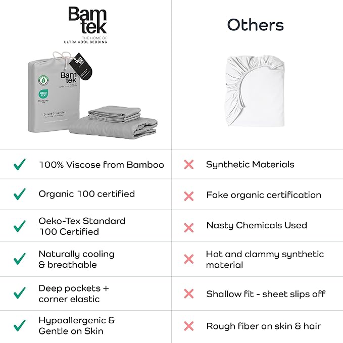 Duvet Cover Set - 100% Viscose Derived from Bamboo Duvet Cover King Size, 3 PC Luxury Cooling Duvet Cover for Hot Sleepers, Buttery Soft Comforter Cover & 2 PC King Pillowcases, Gray Mist