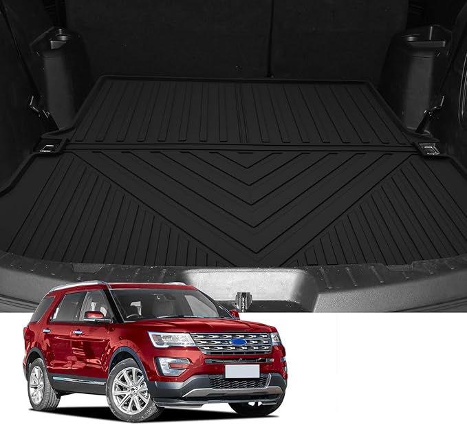 Custom for 2011-2019 Ford Explorer Cargo Mats Trunk Liner with 3rd Rear Seat Backrest Mat All Weather TPE Protection Mat Accessories (for 2011-2019 Ford Explorer)