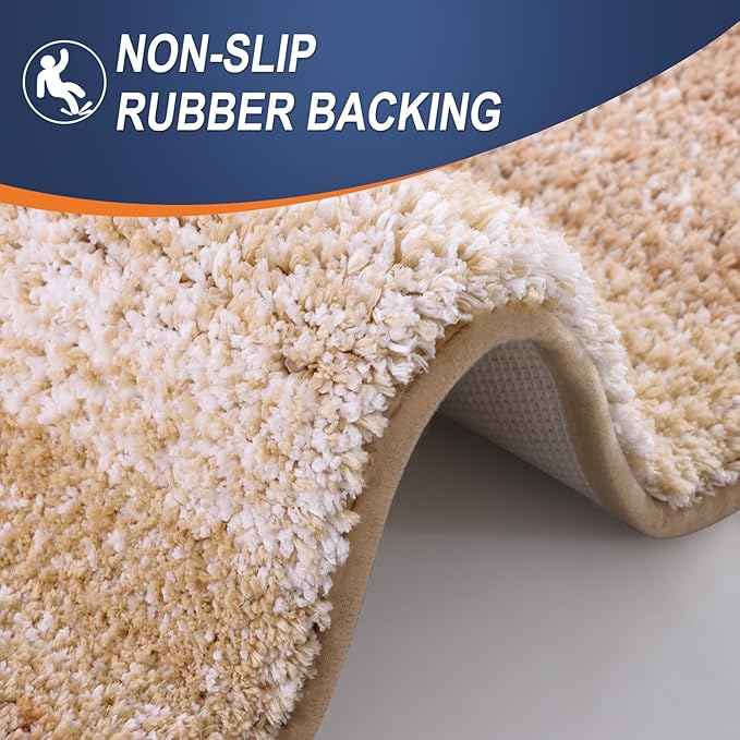 OLANLY Bathroom Runner Rugs 47x24, Extra Soft Absorbent Microfiber Bath Rugs, Rubber Backing, Quick Dry, Machine Washable Bath Mats for Bathroom Floor, Tub and Shower, Home Decor Accessories, Beige