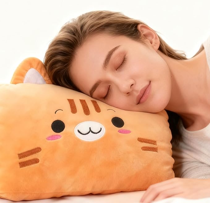 Kids Cartoon Hand Warmer Pillow, Plush Animal Doll with Arm Warmers for Children, Soft Hugging Cushion for Nap and Winter Days, Cozy Throw Pillow