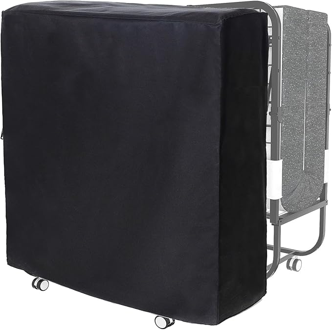 Rollaway Bed Cover 39.5"x15.5"x45.2" Dustproof and Waterproof Folding Bed Storage Cover Large Camping Cots Cover, Easy on and Off, Black