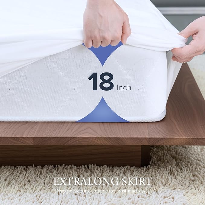 Waterproof Mattress Protector King Mattress Pad, Deep Stretchable Pocket Bed Cover, Machine Washable Soft Breathable Noiseless Mattress Protection for Household Guest Bedroom Home Hotel