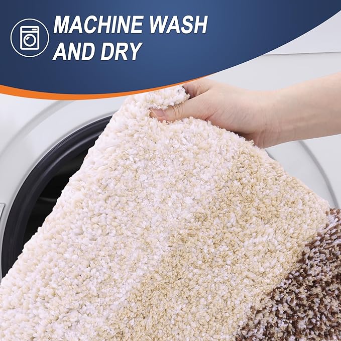 OLANLY Bathroom Runner Rugs 54x24, Extra Soft Absorbent Microfiber Bath Rugs, Rubber Backing, Quick Dry, Machine Washable Bath Mats for Bathroom Floor, Tub and Shower, Home Decor Accessories, Brown