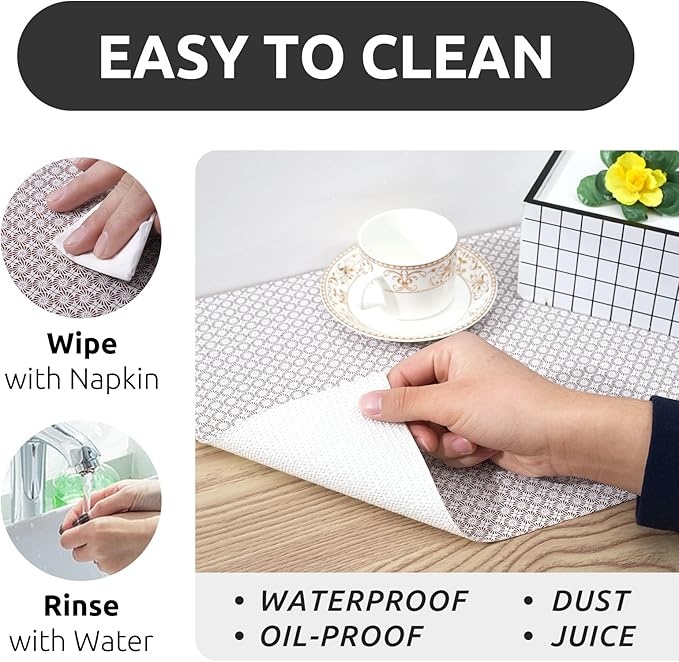 RAY STAR 12X120 Inch Shelf Liner for Kitchen Cabinets, Non-Adhesive Cabinet Liner Washable, PVC Drawer Liner for Dresser Non-Slip Bathroom (Circle)(5 Roll)