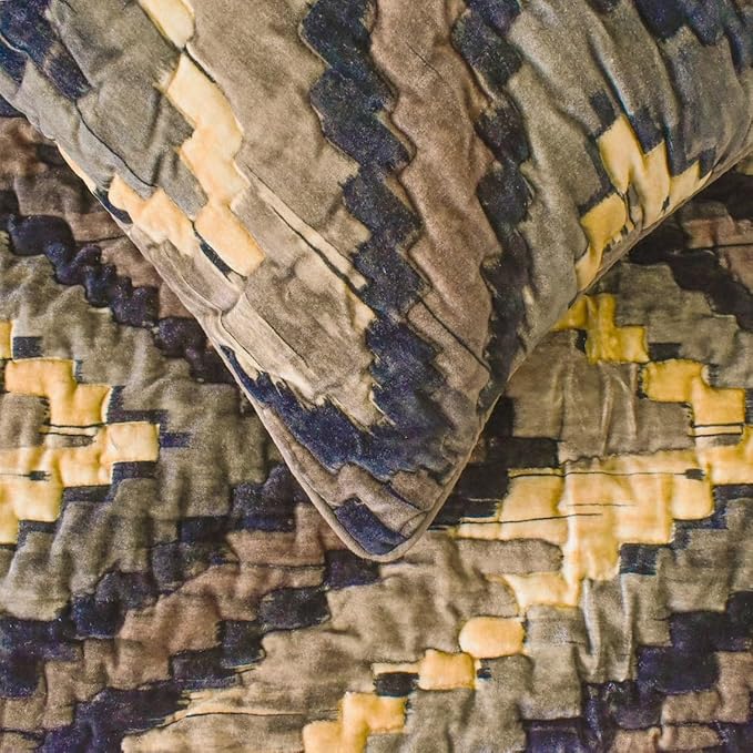 The HomeCentric King/Queen/Twin Beige Designer Twin 53"x18" Bed Runner Without Pillow Cover, Abstract, Chevron, Quilted Bed Scarf on Suede Velvet Fabric - Paramount