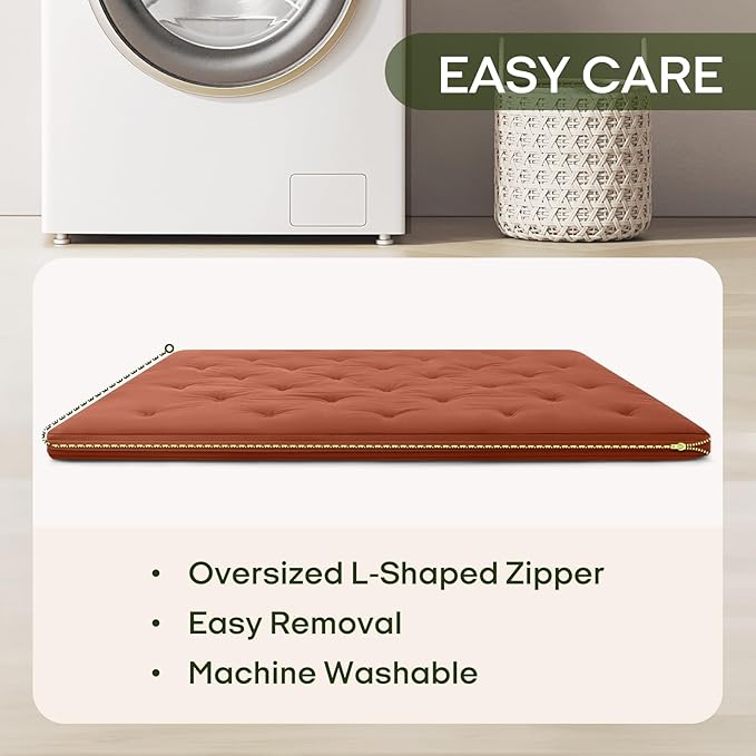 ZonLi Japanese Floor Futon Mattress Twin Size 75"x 39", 100% Cotton Cover 4'' Thicken Tatami Mattress, Foldable Sleeping Pad, Portable Dormitory Tatami Mat, Roll Up Floor Lounger Bed for Adult