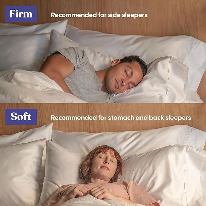 FluffCo Zen Fluff Pillows - Down Alternative - Standard/Queen Bed Pillow for Sleeping Made in USA - Luxury Hotel-Quality Pillow - Gift for Home - 100% Cotton, 300 Thread Count (Soft Queen Size 1 Pack)